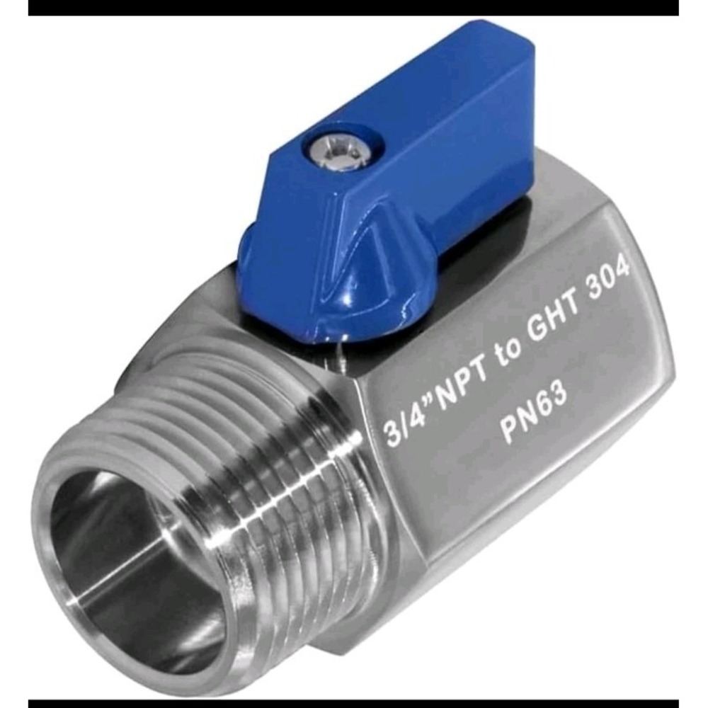 beduan 304 SS Garden Hose Shut Off Valve GHT Female to 3/4" Male PN63